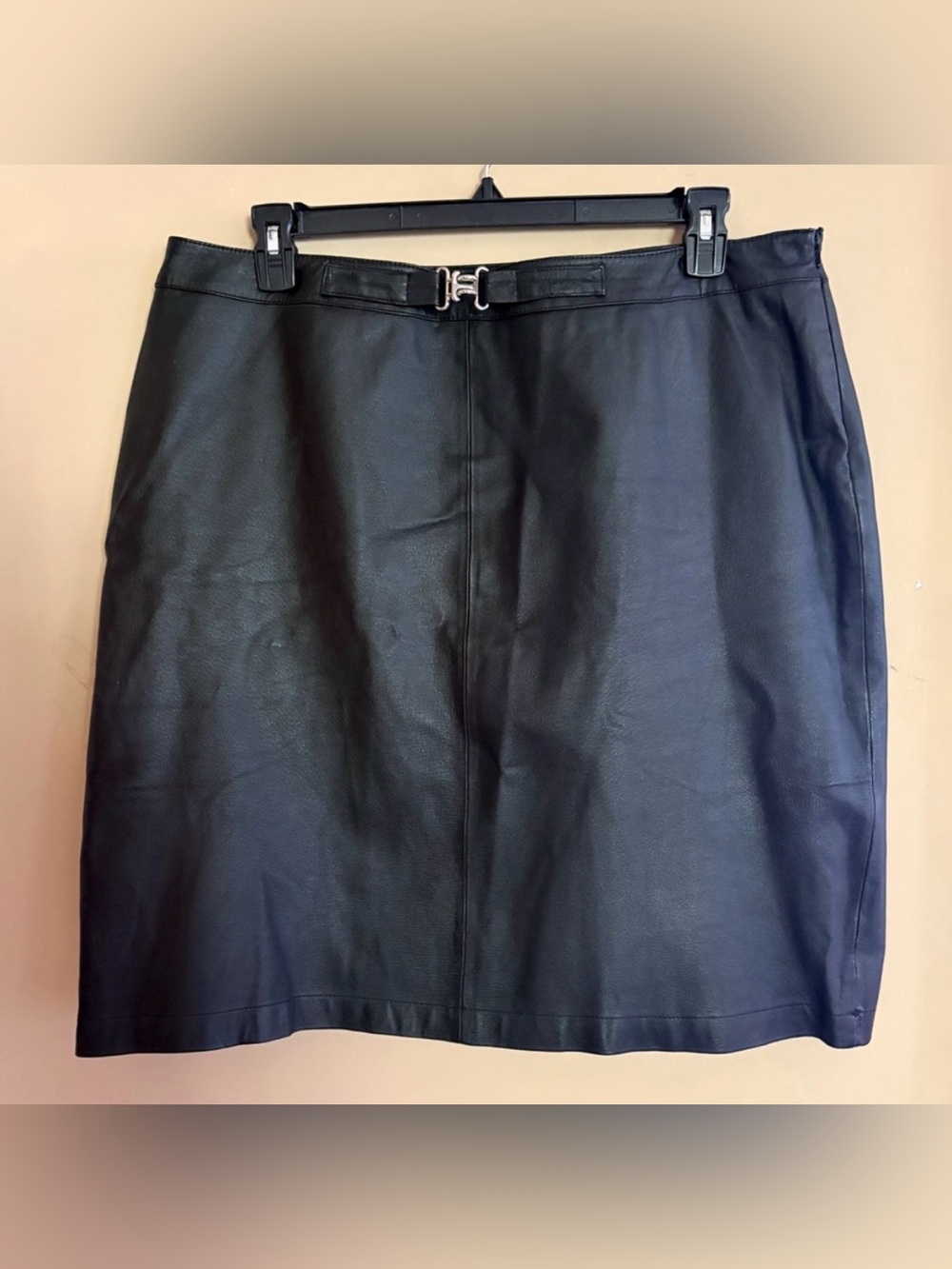 Black Leather A-Line Skirt size 20